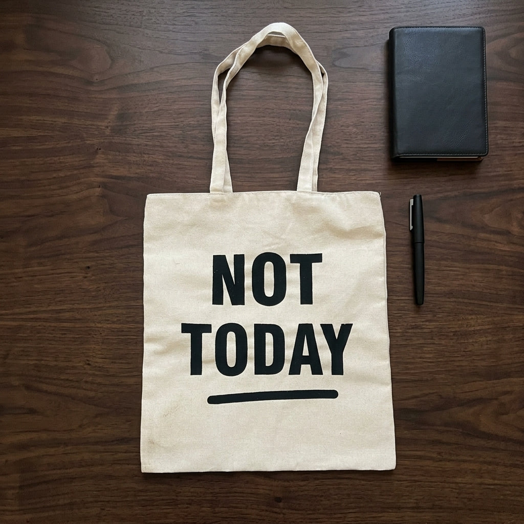 Premium Off White Cotton Tote Bag – Stylish, Reusable & Eco-Friendly ("NOT TODAY")