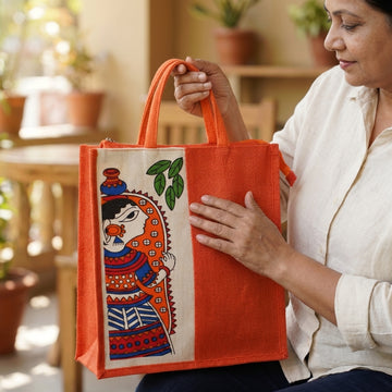 Handcrafted Printed Jute Tote Bag – Eco-Friendly, Stylish & Durable