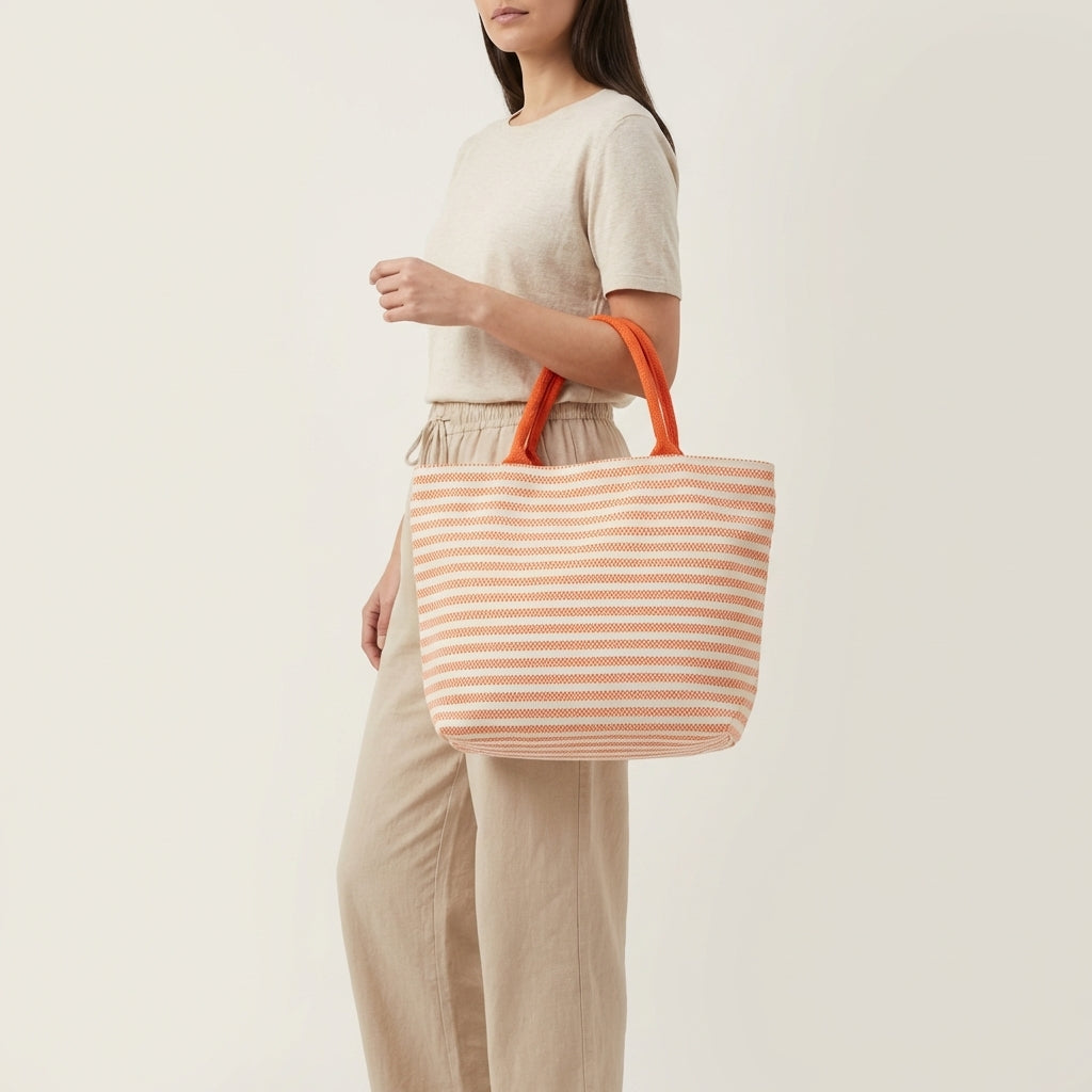 Premium Striped Black Canvas Tote Bag