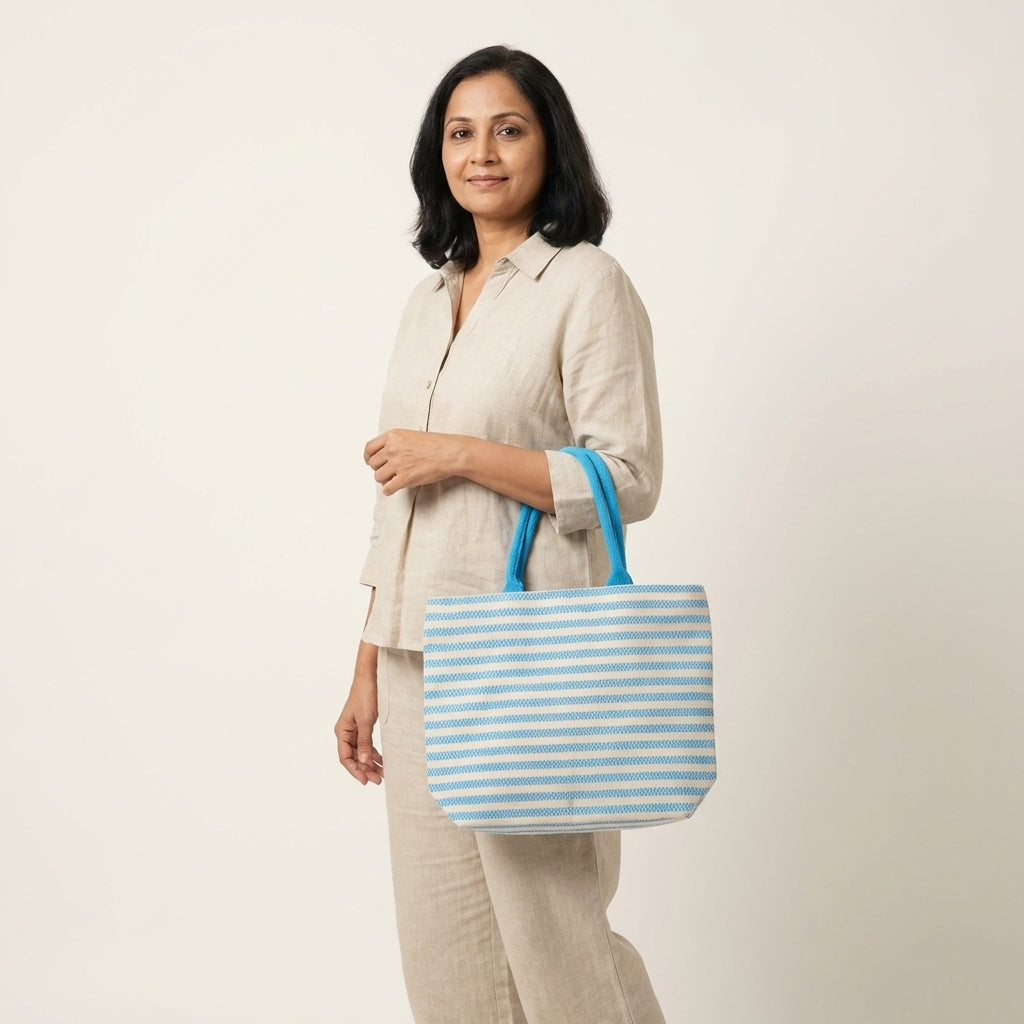 Premium Striped Black Canvas Tote Bag