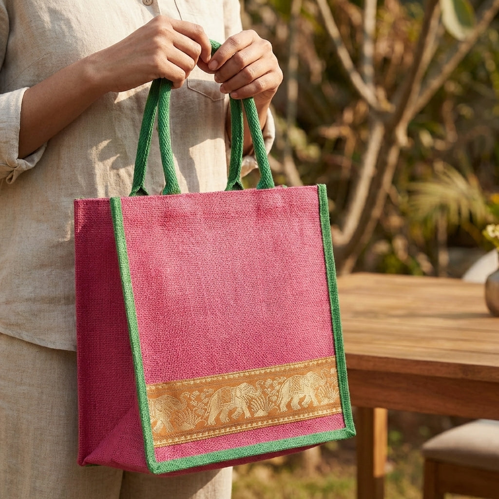 Eco Heritage Jute Tote Bag Combo – Pack of 2 | Reusable Gift & Shopping Bags