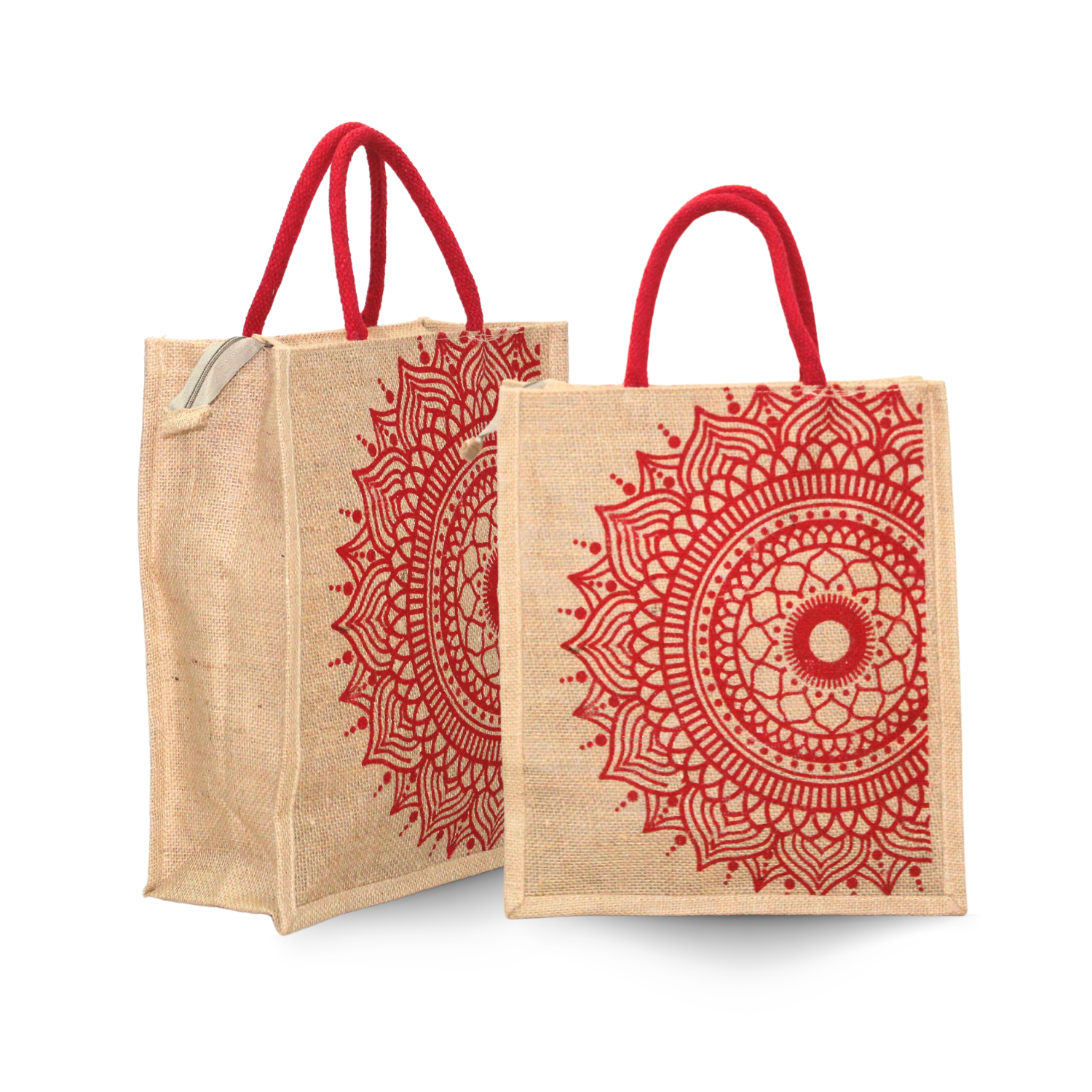 Stylish Mandala Printed Jute Tote Bag – Eco-Friendly, Spacious & Reusable ( Pack Of 2)
