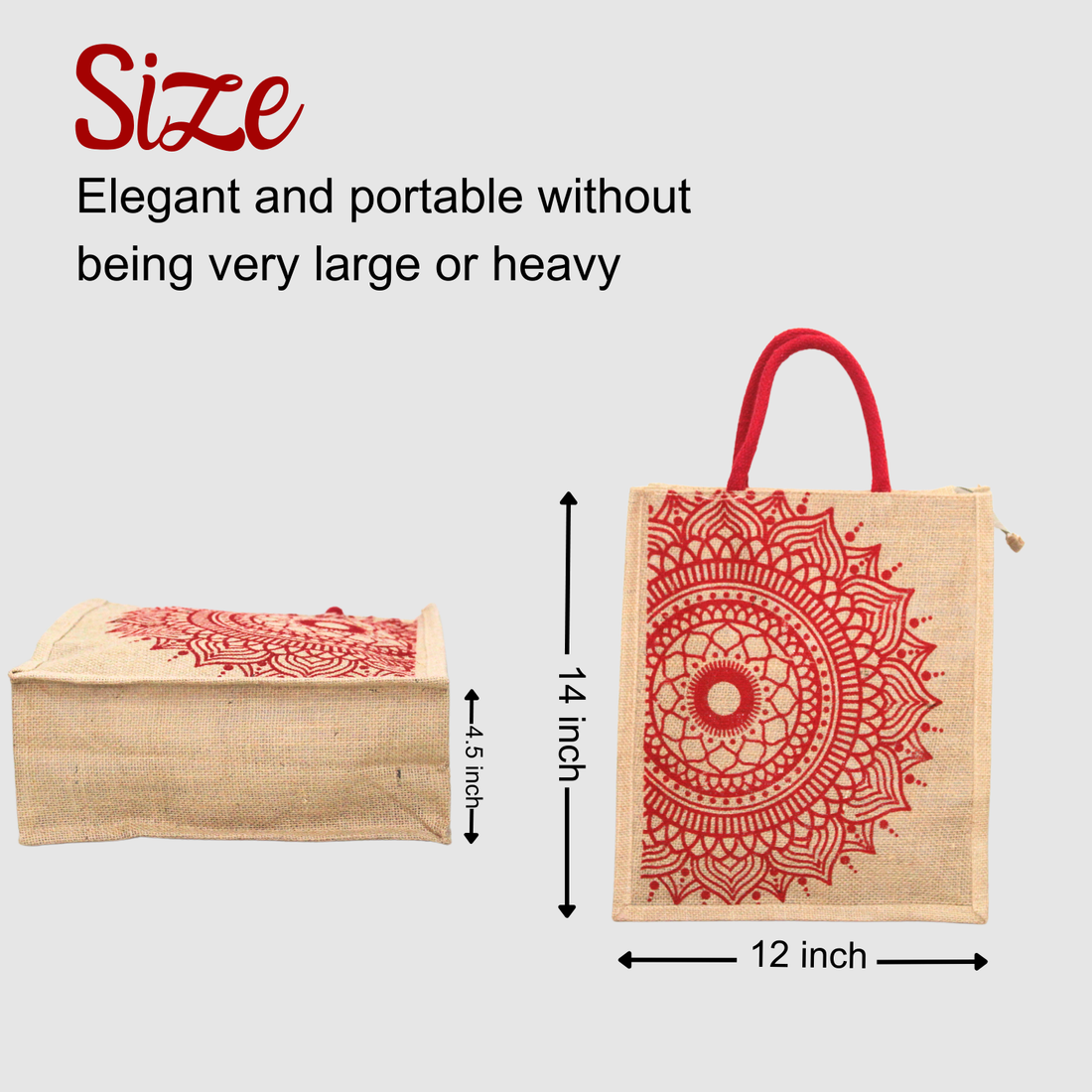 Stylish Mandala Printed Jute Tote Bag – Eco-Friendly, Spacious & Reusable ( Pack Of 2)