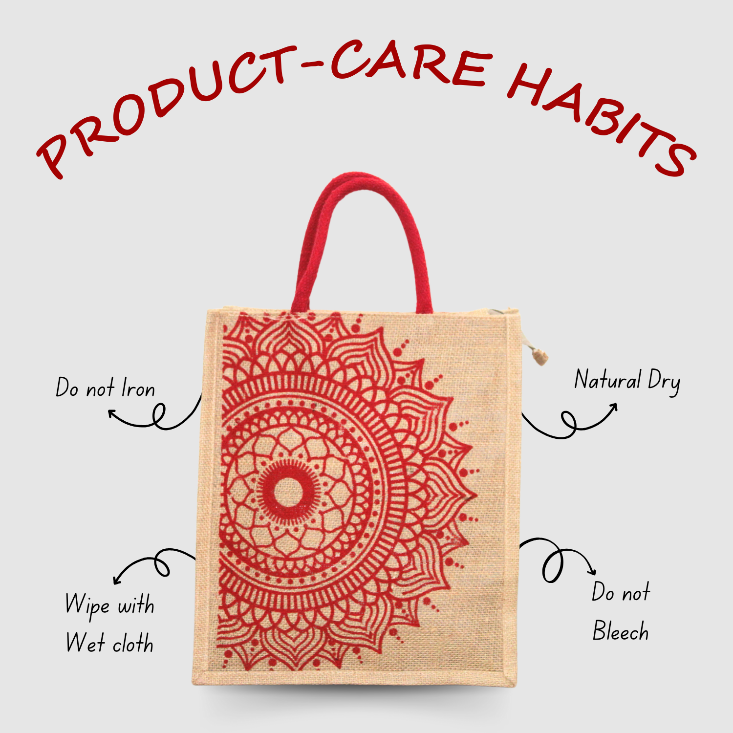 Stylish Mandala Printed Jute Tote Bag – Eco-Friendly, Spacious & Reusable ( Pack Of 2)
