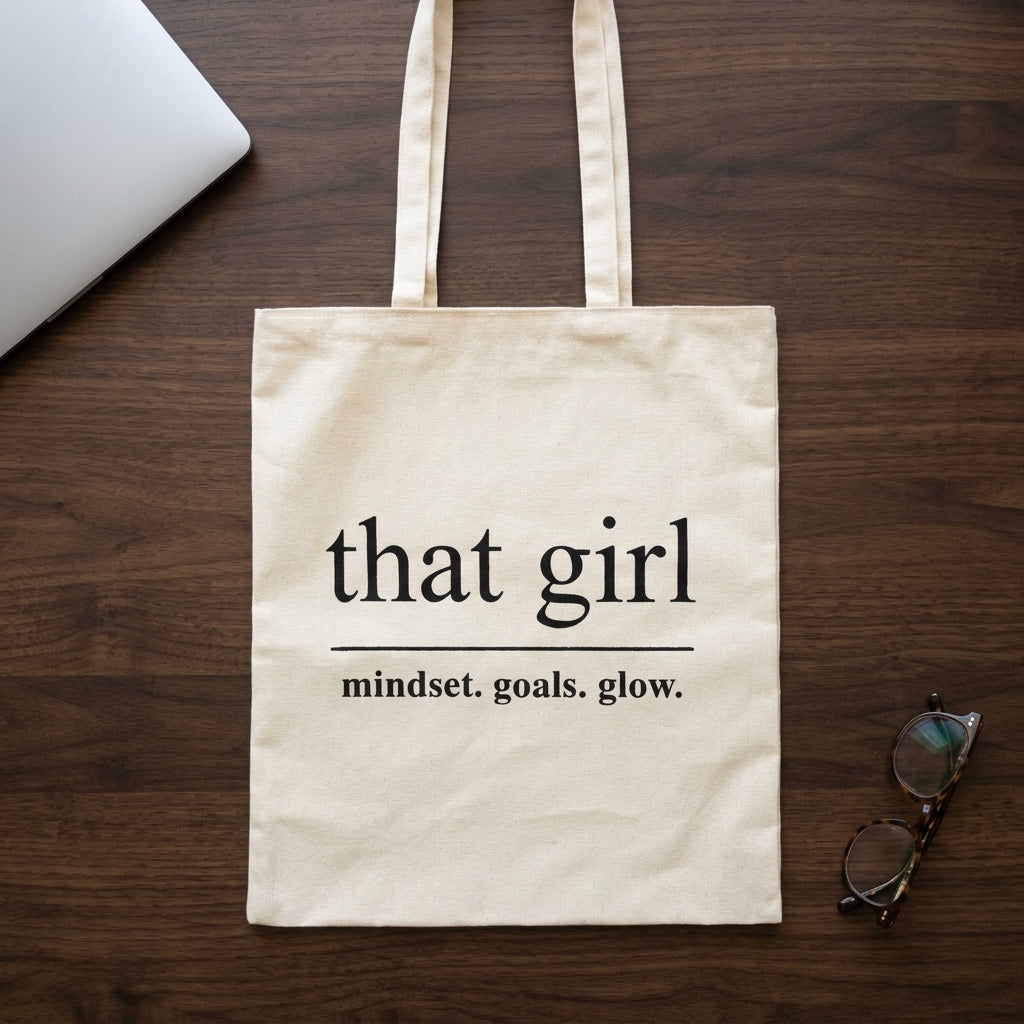 Premium Off White Cotton Tote Bag – Stylish, Reusable & Eco-Friendly ("That Girl")