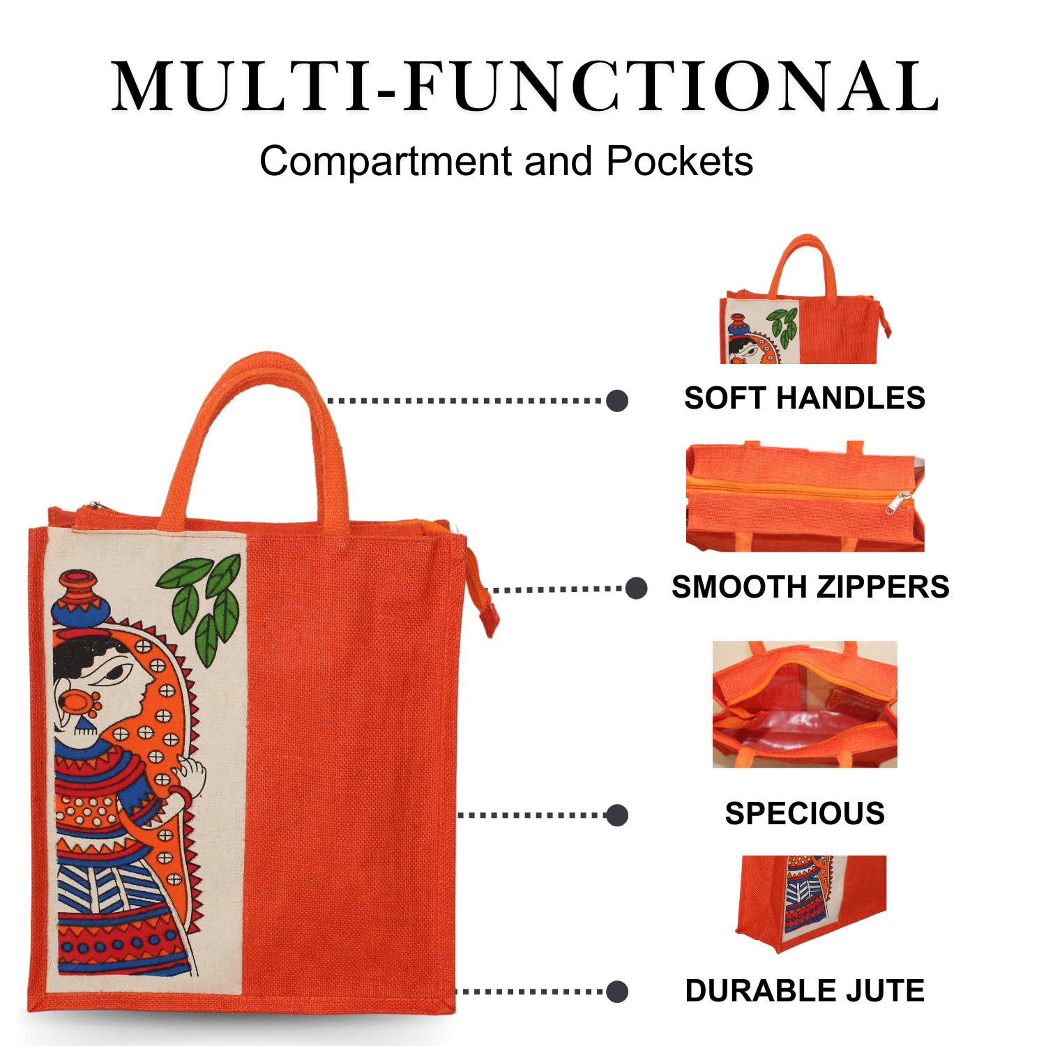 Handcrafted Printed Jute Tote Bag – Eco-Friendly, Stylish & Durable