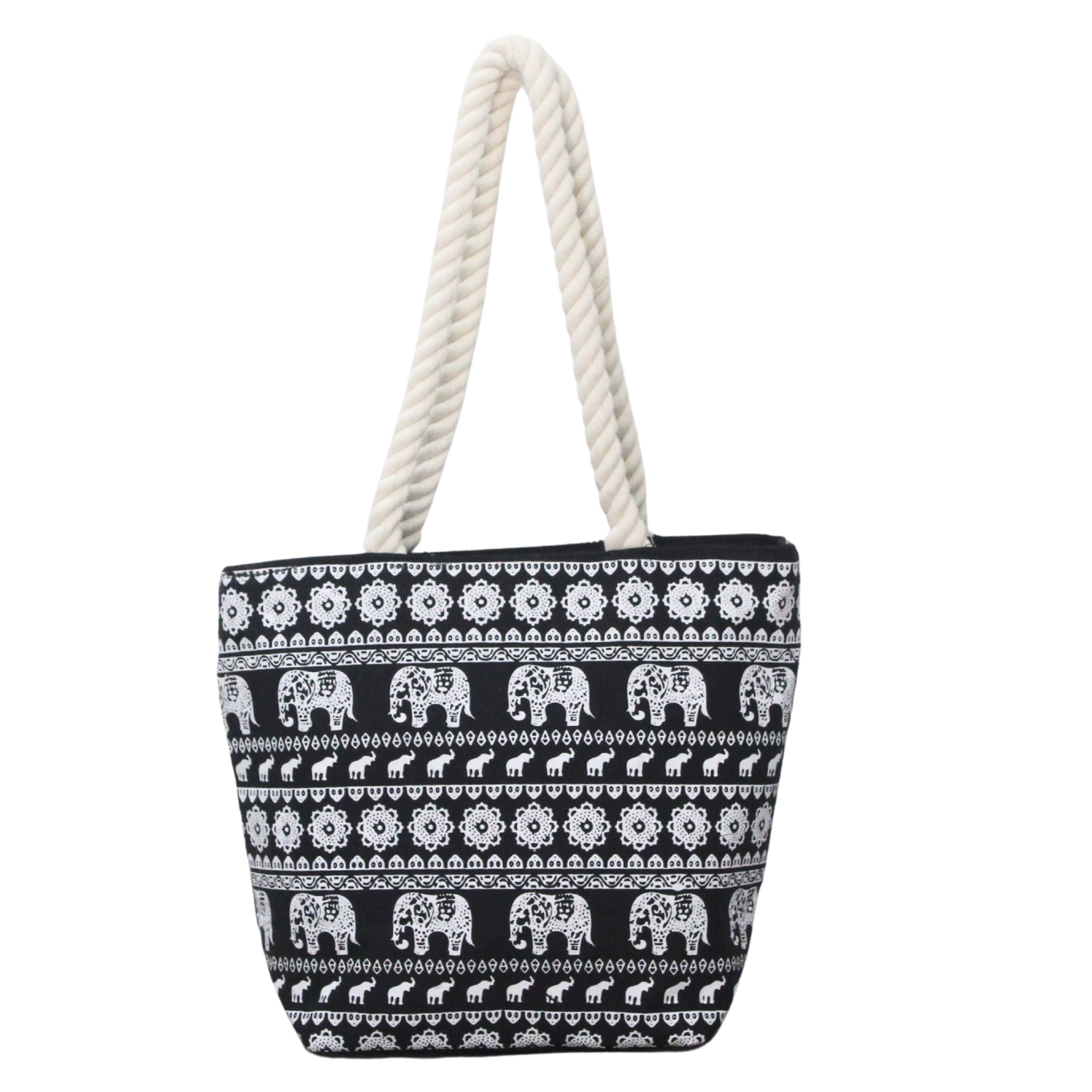 Premium Elephant Print Black Canvas Tote Bag | Eco-Friendly Reusable Shoulder Shopping Bag(Buy 2 Get 1 Free)