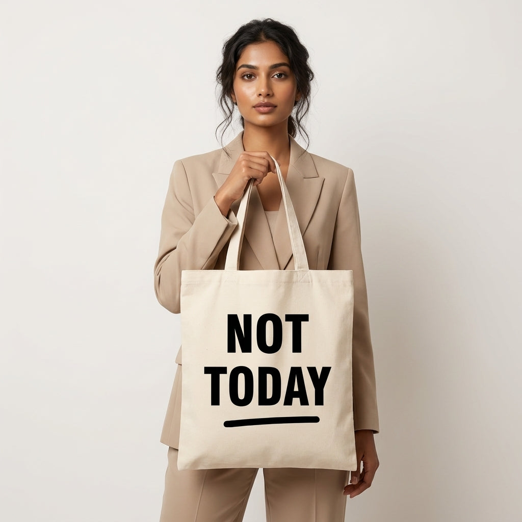 Premium Off White Cotton Tote Bag – Stylish, Reusable & Eco-Friendly ("NOT TODAY")