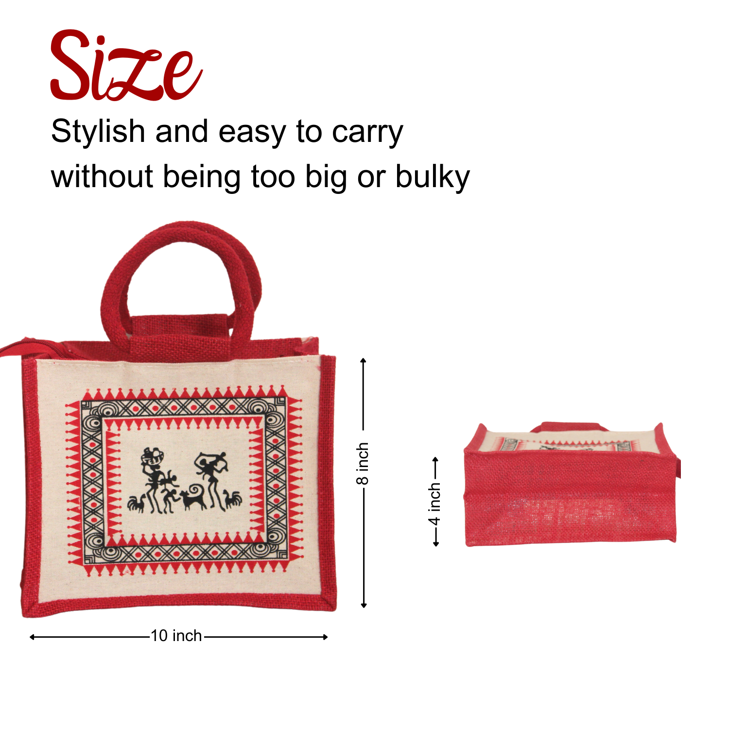 Tribal Print Canvas Gift Bag with Zip | Eco-Friendly Handmade Tote | Multi-Color Options ( Pack of 5)