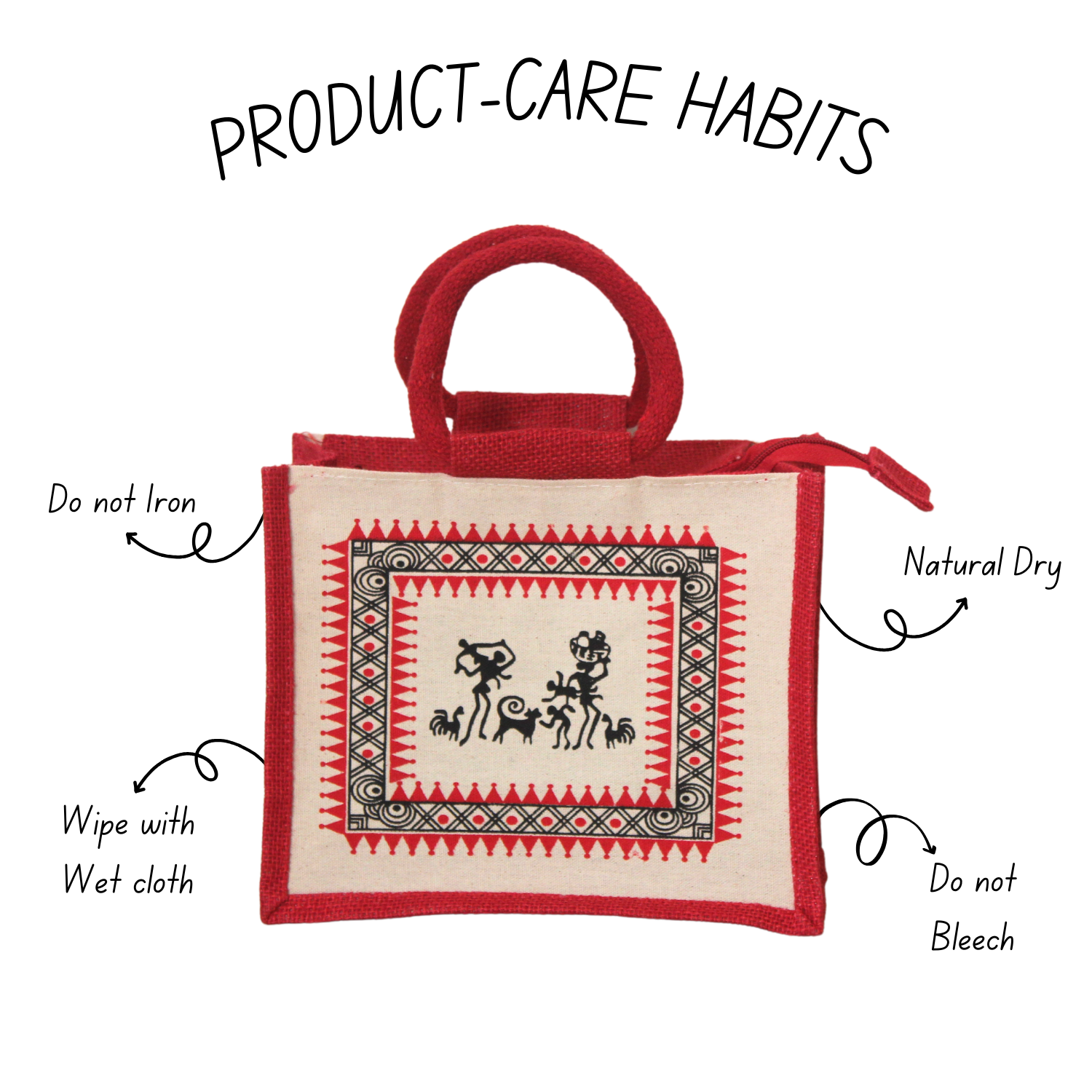 Tribal Print Canvas Gift Bag with Zip | Eco-Friendly Handmade Tote | Multi-Color Options ( Pack of 5)