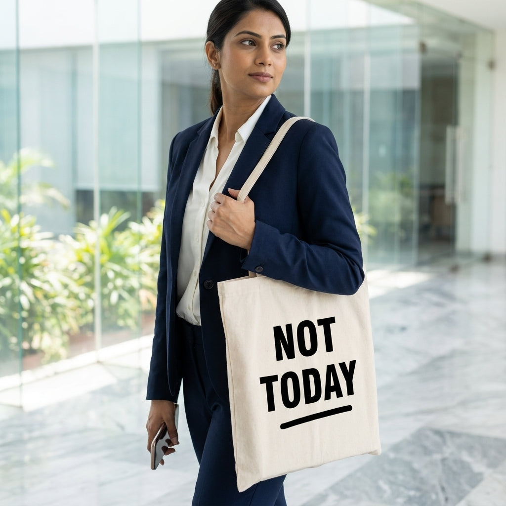 Premium Off White Cotton Tote Bag – Stylish, Reusable & Eco-Friendly ("NOT TODAY")