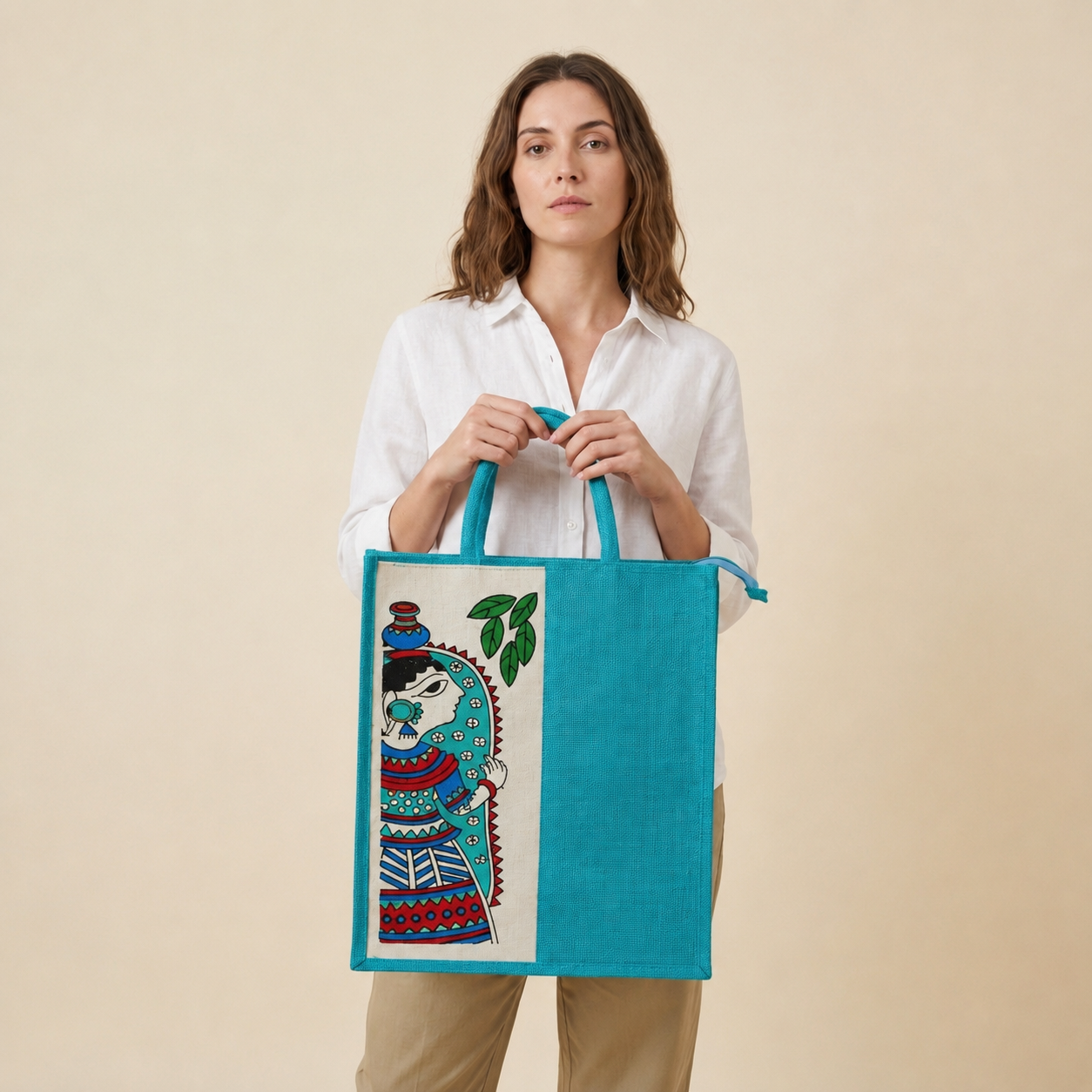 Handcrafted Printed Jute Tote Bag – Eco-Friendly, Stylish & Durable
